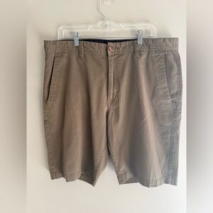 Volcom True To This Brown Chino Shorts Mens SZ 36 Casual Pockets Zip Fly Stretch
